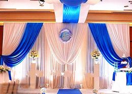 Party Decoration 3M6m Ice Silk Wedding Backdrop Curtains White And Blue Swag Satin Backgroundd Drape Curtain2956325