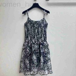 Basic & Casual Dresses designer Summer New Product Printed Silk Transparent Thin Sling Dress W9OS