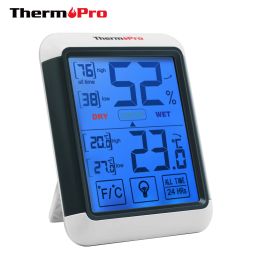 Gauges Thermopro TP55 Digital Weather Station Hygrometer Indoor Thermometer with Touchscreen and Backlight Humidity Thermometer