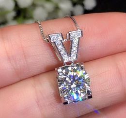 Sterling Silver S925 1CT Moissanite Diamond Necklace Pendant Silver Chain Wedding Engagement Women Gift DVSS1 Excellent Cut Hip H1190802