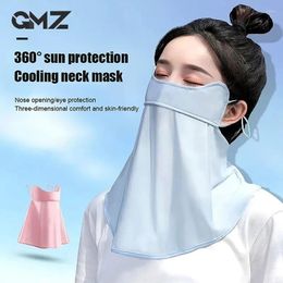 Cycling Caps Summer Sunscreen Ice Silk Mask Neck UV Protection Face Cover With Brim Outdoor Sun Hats
