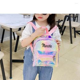 Backpack Personalised Transparent Student Coloured Sequin Women's Customised Name Children's Gift