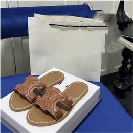 Leather Sandals Women Slippers Designer Sandal Lady Wedding Party Slides Flats Ankle Rubber Sole Mules Summer Beach Sexy Slides Ladies Sandals