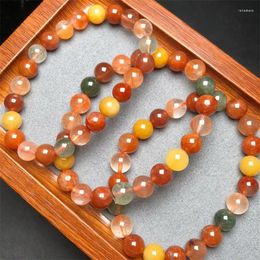 Link Bracelets 8MM Natural Coloured Rutilated Quartz Bracelet Healing Crystal Beads Elastic Charm For Women Energy Jewellery Gift