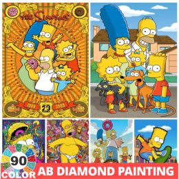 Stitch 90 Colors AB DIY 5D Diamond Painting Simpson Mosaic Full Embroidery Cartoon Rhinestone Pictures Cross Stitch Kits Home Decor