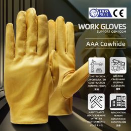 Gloves QIANGLEAF Cowhide Work Gloves Mechanic Drivers Gloves Gardening Household Leather Working Safety Protection Mens Wholesale 130NP