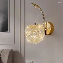 Wall Lamp Nordic Modern Luxury Crystal Ball Iron Art Bedroom Restaurant Entrance Lighting Villa Living Lamps For Room