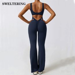 Women Jumpsuits OnePiece Yoga Suit Dance Belly Tightening Fitness Workout Set Stretch Bodysuit Gym Clothes Push Up Sportswear 240426