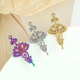 Decorative Figurines 2PCS Stainless Steel Gold Lotus Pendant Silver Decoration Home DIY Jewelry Earrings Accessories Hippy Room Decor