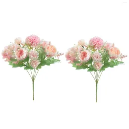 Decorative Flowers 2bunches Fake Peony Home Carnation El Arrangement Party Silk Hydrangea Artificial Flower Bouquet Office Po Props