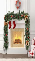 Christmas Decorations Ornaments Xmas Tree Garland Rattan Home Wall Pine Hanging Green Artificial Wreath Fireplace New Year Decor 27539395