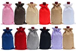 Jute Wine Bottle Covers Champagne Wine Blind Packaging Gift Bags Christmas Wedding Dinner Table Decorate 16x36cm RRA20524555875