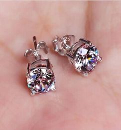Women men unisex classic CZ diamond stud earrings 18k white gold silver wedding post earrings CZ size 3mm 4mm 5mm 6mm 8mm 10mm8100360