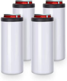 12 OZ Sublimation Blanks Can Insulator White Stainless Steel Can Cooler Beer Holder Sublimation Print8022624