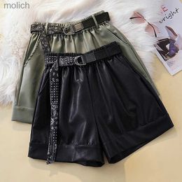 Women's Shorts Womens Plus Size 3XL 4XL Retro PU Short Waist Loose Free Delivery Clothing Womens Street Clothing Leather Pants WX