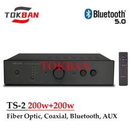 Amplifiers Tokban TS2 200w*2 2channel Stereo Amplifier High Power Fibre Coaxial Bluetooth 5.0 Class AB Amp HIFI Amplifier Audio