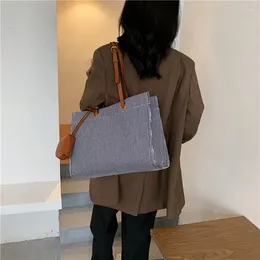Bag Canvas Big Handbag Female Trend Niche Design Stripe Large Capacity Shoulder Net Red Tote