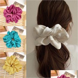 Hair Accessories Big Silk Scrunchie Headband Hairband For Women Head Bands Serre Tete Fashion Stirnd Tiara Ponytail Holder Drop Delive Dhtok