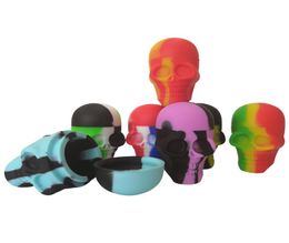 5pcslot 15ml skull containers assorted color silicone container for Dabs Round Shape Silicone Containers wax Silicone Jars Dab co3228283