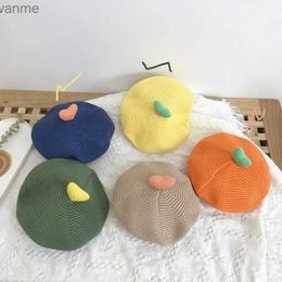 Caps Hats Korean Style 3D Love Childrens Sticked Basker Autumn and Winter Baby Pumpkin Hat Artist målare Hat Wool Hat Wx
