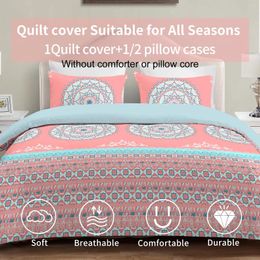 Bedding Sets 3pcs Polyester Boho Pink Mandala Pattern Print Cover Set Soft Comfortable For Bedroom Guest Room