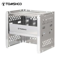Grills Tomshoo Outdoor Camping Wood Stove w Barbecue Grill Portable Wood Burning Stove Wood Burner w BBQ Bracket Fire Wood Heater