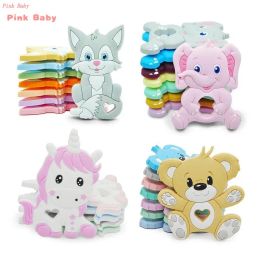 Blocks 4pcs Baby Silicone Teether Cartoon Animal Rodents Teeth Nursing Chewable Baby Teething Toys For Pacifier Chain Accessories