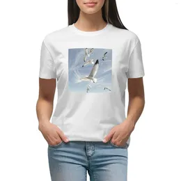 Women's Polos Seagull In The Sky T-shirt Animal Print Shirt For Girls Anime Clothes Dress Women Sexy