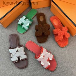 Fashion Original h Designer Slippers Womens Shoes Large Size New Fashionable Luxurious Plush Slippers Comfortable Line Slippers for with 1:1 Brand Logo