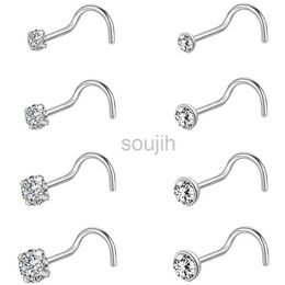 Body Arts 8 pieces/batch surgical steel nostril pierced earrings Nariz 20G crystal nostril pierced nose ring lady pierced jewelry d240503