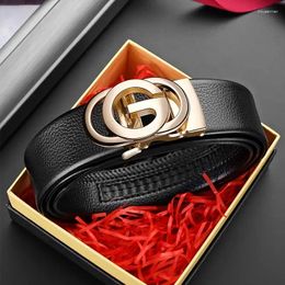 Belts Fashion Business Men'S Belt Genuine Metal Buckle High-Quality PU Leather Soft With Cargo Pants Jeans