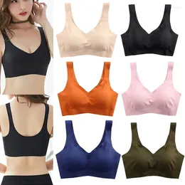 Bras Detachable Chest Pad Pull Up Bra Underwear 2024 Women's Seamless Ice Silk Without Steel Ring Breathable Push Yoga Vest