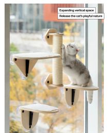 Scratchers Mewoofun Air Cat Climbing Frame Glass Suction Cup Wall Shelf Cat Window Jump Climbing Platform Cat Scratching Post Set US Stock