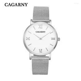 Wristwatches Cagarny Top Brand Mens Watches Luxury Quartz Casual Watch Men Stainless Steel Mesh Strap Ultra Thin Dial Clock Relogio