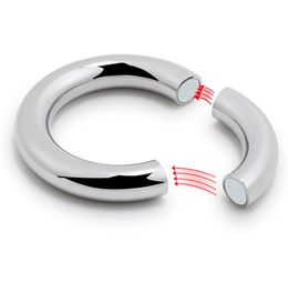 Magnetic Metal Cock Rings Penis Cage Stainless Steel Ball Scrotum Stretcher Delay Ejaculation In Adult Games Sex Toys For Men3210517