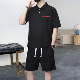 mens tracksuit designer tracksuits shorts and t shirt set Black POLO shorts set summer flip collar fashionable breathable large casual sports two-piece clothing set