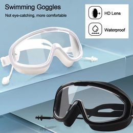 Outdoor Swimming Goggles AntiFog Wide View Scuba Diving Glasses with Earplugs for Adult Youth Water Sports 240418