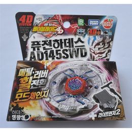 Tomy Beyblade Metal Battle Fusion Top BB123 BLEND DEATH AD145SWD 4D WITH Light Launcher 240416