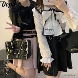 Women's Blouses Dophee Original Landmine System Long Sleeve Female Cute Lace Splicing Bow Collar Sweet Tops Japan Style Black Shirts