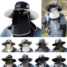 Berets Men Fisherman Hat Cooling Fan Face Hood Full Camping 2024 Cap Brim Sunshde Wide Outdoor Breathable Anti- E2l8
