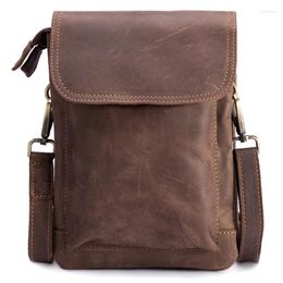 Waist Bags 2024 Men Luxury Retro Style Packs High Quality Crazy Horse Leather Male Outdoor Casual Phone Bag