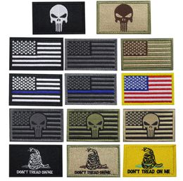 Bundle 100 pieces USA Flag Patch Thin Blue Line Tactical American Military Morale Patches Set for clothes with hookloop6742761