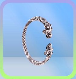 VB300029 Antique Silver Viking Bear Bracelet Two Headed Bear Men Bangles Wristband Fashion Jewelry4761476