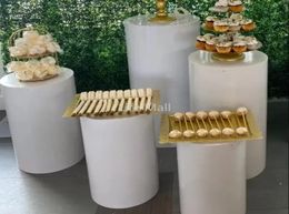 New Party Decoration 2022 Round 3pcs 5pcs Risers White Iron Cylinder Plinth Display Pedestal Wedding Decorations DD2432398