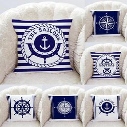 Pillow Nautical Series Compass Helm Anchor Printed Pillowcase Living Room Sofa Cover Home Bedroom Decoration