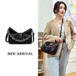Shoulder Bags 2024 Fashion Brand Wallets And Handbags Luxury Designer Simple Pure Colour Pu Leather Mini Chain Crossbody Bag