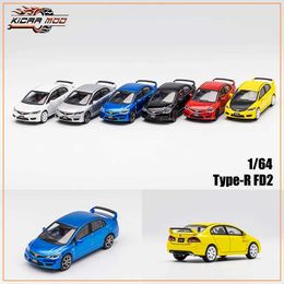 Diecast Model Cars DCT 1/64 Civil Type R FD2 Model Sports Car Vintage Cars JDM Vehicle Diesel Car Collection Toy Station VehicleL2405