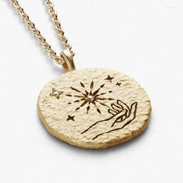 Pendant Necklaces Stainless Steel Necklace For Women Gold Vintage Plated Round Coin Clavicle Chain Fashion Jewelry Gift