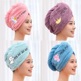 Set Microfiber Towel Girls Bathroom Rapid Drying Absorbent Hair Magic Shower Cap Thickening Turban Head Wrap