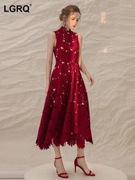 Casual Dresses Women's Dress Hollow Out Jacquard Design Fashion Sense High Waist Mid Length Patry Evening 2024 Summer 3WQ3019